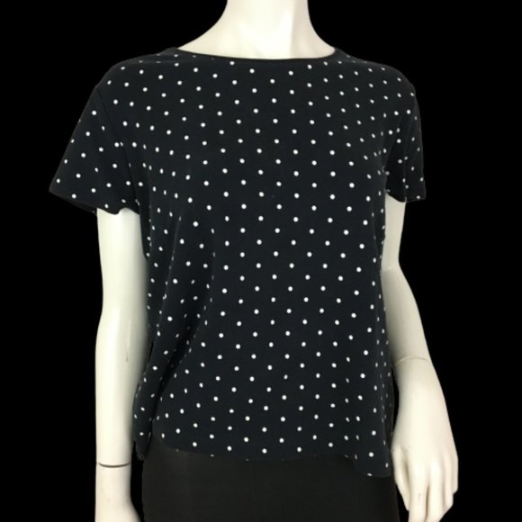 Top Black with White Polka Dots Short Sleeves SKU 000209 Topshop Handbag - Picture 1 of 4